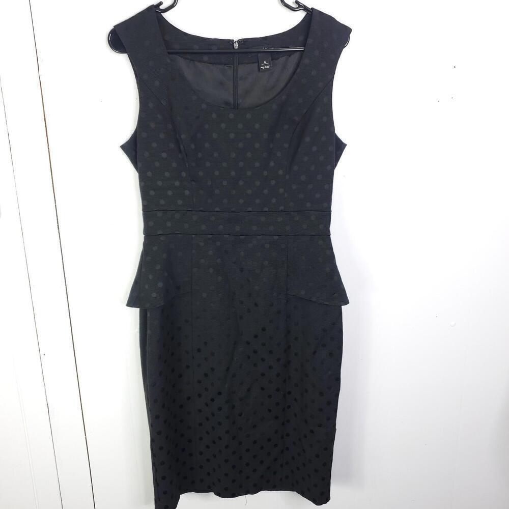 White House Black Market Black Polka Dot Peplum Sheath Dress